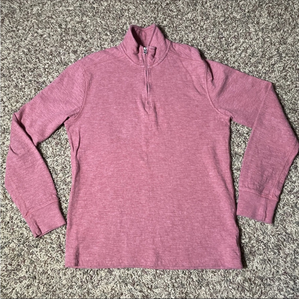 J.Crew Sweater Mens M Pink Knit Goods Pullover 1/4 Zip 100% Cotton Long Sleeve